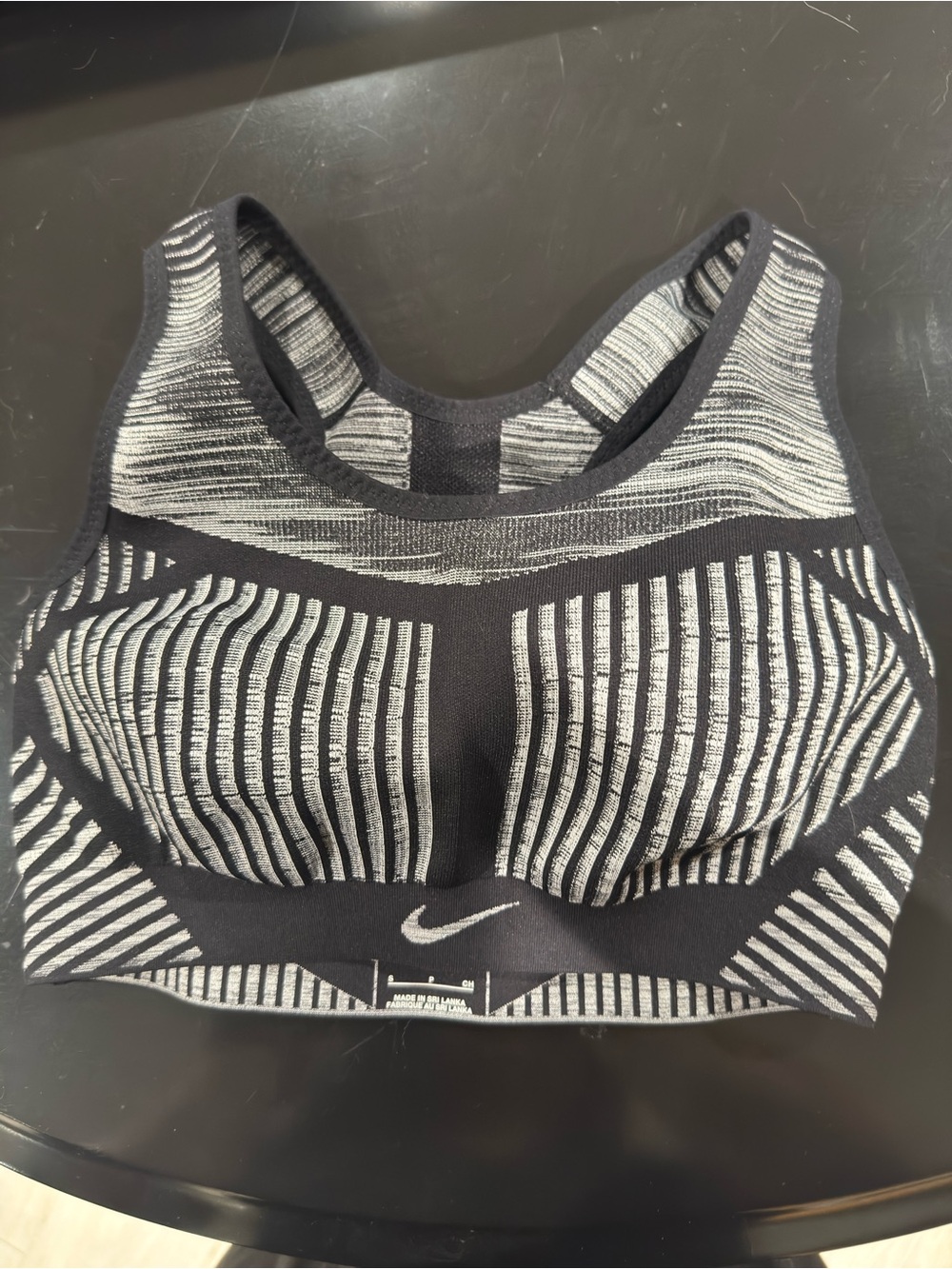 Nike Black and White Seamless Flyknit Sports Bra